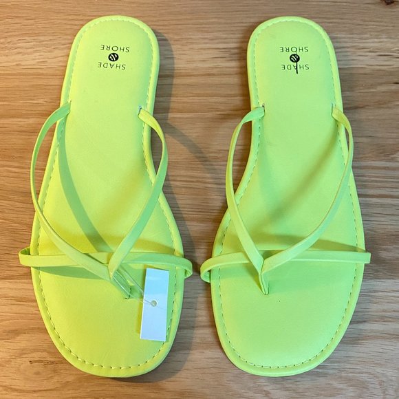 Shade & Shore Shoes - 🖤 New Shade & Shore Lime Neon Green Sandals Slip Ons Thongs Y2K Strappy